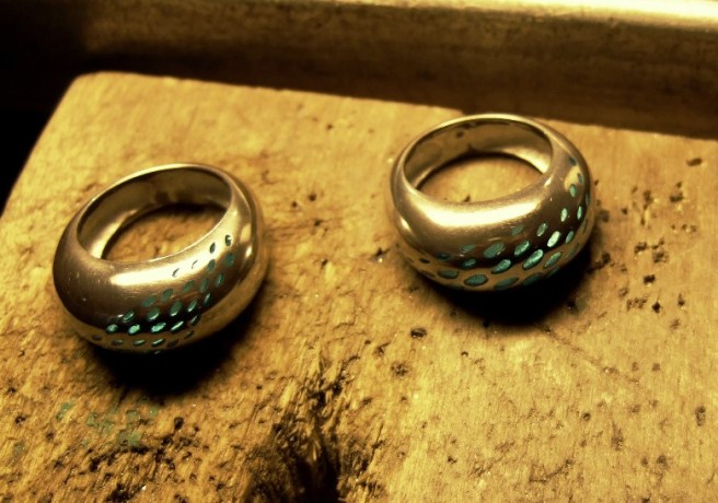 Two enamelled rings